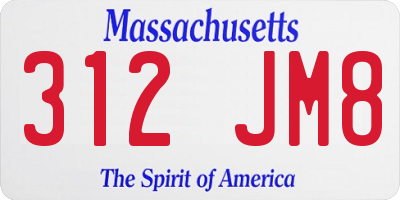 MA license plate 312JM8