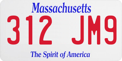 MA license plate 312JM9