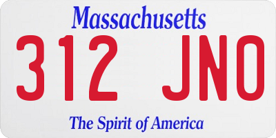 MA license plate 312JN0