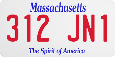 MA license plate 312JN1