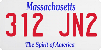 MA license plate 312JN2