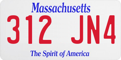 MA license plate 312JN4