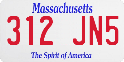 MA license plate 312JN5
