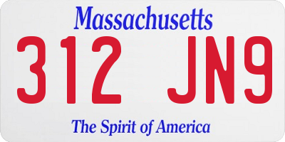 MA license plate 312JN9