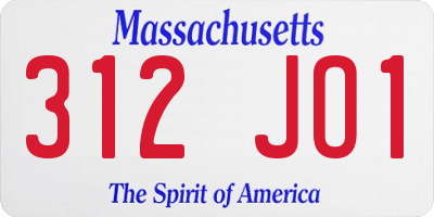 MA license plate 312JO1