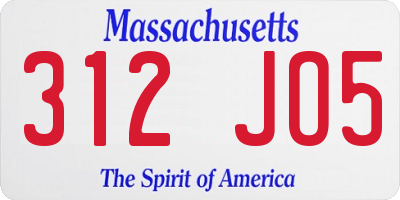 MA license plate 312JO5