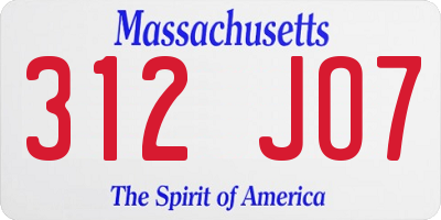MA license plate 312JO7