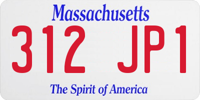 MA license plate 312JP1
