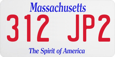 MA license plate 312JP2