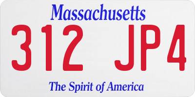 MA license plate 312JP4