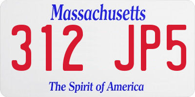 MA license plate 312JP5