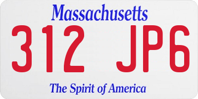 MA license plate 312JP6