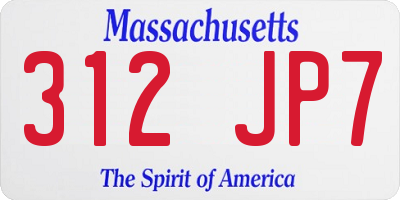 MA license plate 312JP7