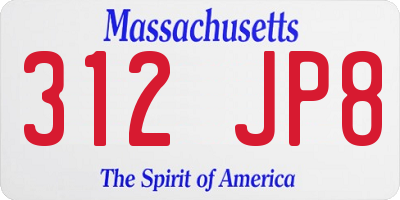 MA license plate 312JP8