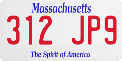 MA license plate 312JP9