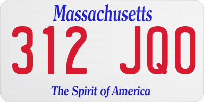 MA license plate 312JQ0