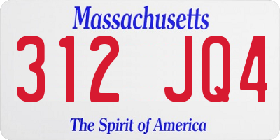 MA license plate 312JQ4