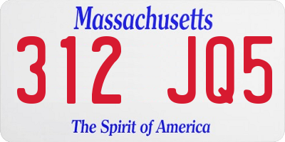 MA license plate 312JQ5