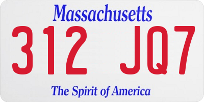 MA license plate 312JQ7