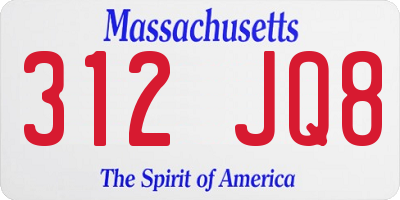MA license plate 312JQ8