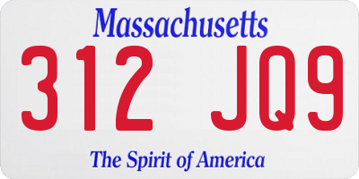 MA license plate 312JQ9