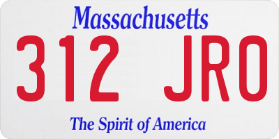 MA license plate 312JR0