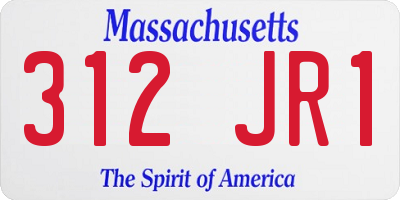 MA license plate 312JR1