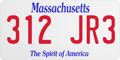 MA license plate 312JR3