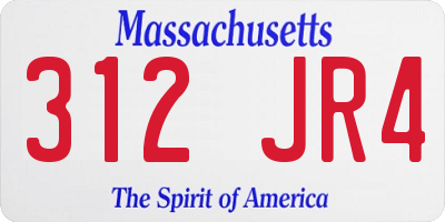 MA license plate 312JR4