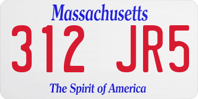 MA license plate 312JR5