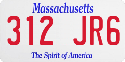MA license plate 312JR6