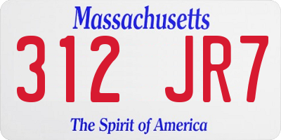 MA license plate 312JR7