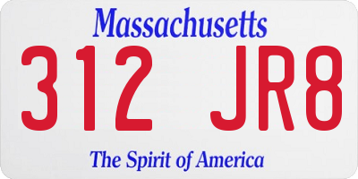MA license plate 312JR8