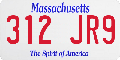 MA license plate 312JR9