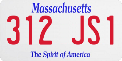MA license plate 312JS1