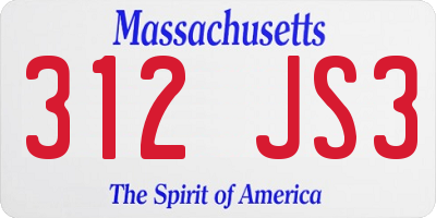 MA license plate 312JS3