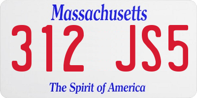 MA license plate 312JS5