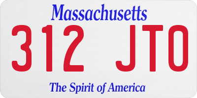 MA license plate 312JT0
