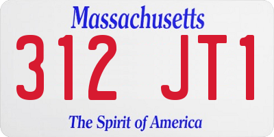 MA license plate 312JT1