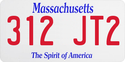 MA license plate 312JT2
