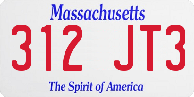 MA license plate 312JT3