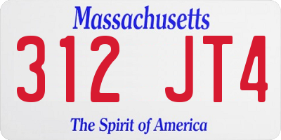 MA license plate 312JT4