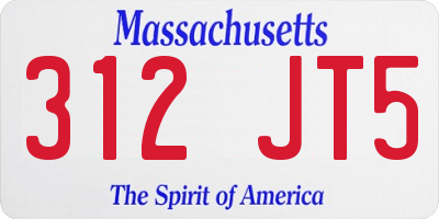 MA license plate 312JT5