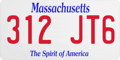 MA license plate 312JT6