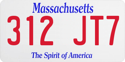 MA license plate 312JT7