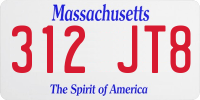 MA license plate 312JT8