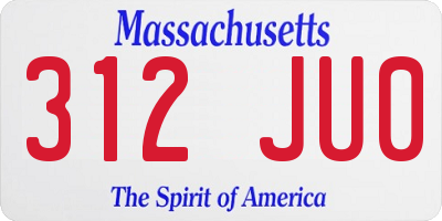 MA license plate 312JU0