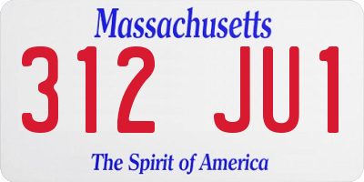 MA license plate 312JU1
