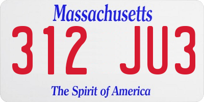 MA license plate 312JU3