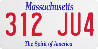 MA license plate 312JU4